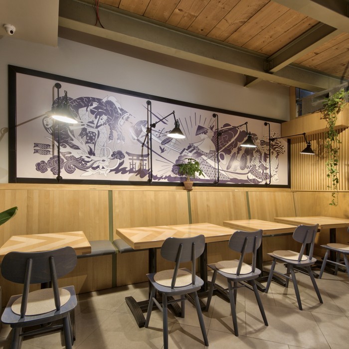 Casual seating area at Ichiban Japanese Burgers at The Preluna Hotel