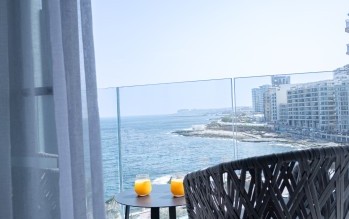 Private balcony with Mediterranean sea view from a Sea View Room